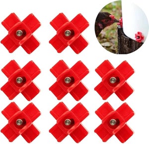 18 Abreuvoirs Automatiques Pour Poules YANRU - Fontaine à Eau Rouge Pour Volaille, TéTines Anti-Gaspillage Pour Poulets, Canards Et Oiseaux