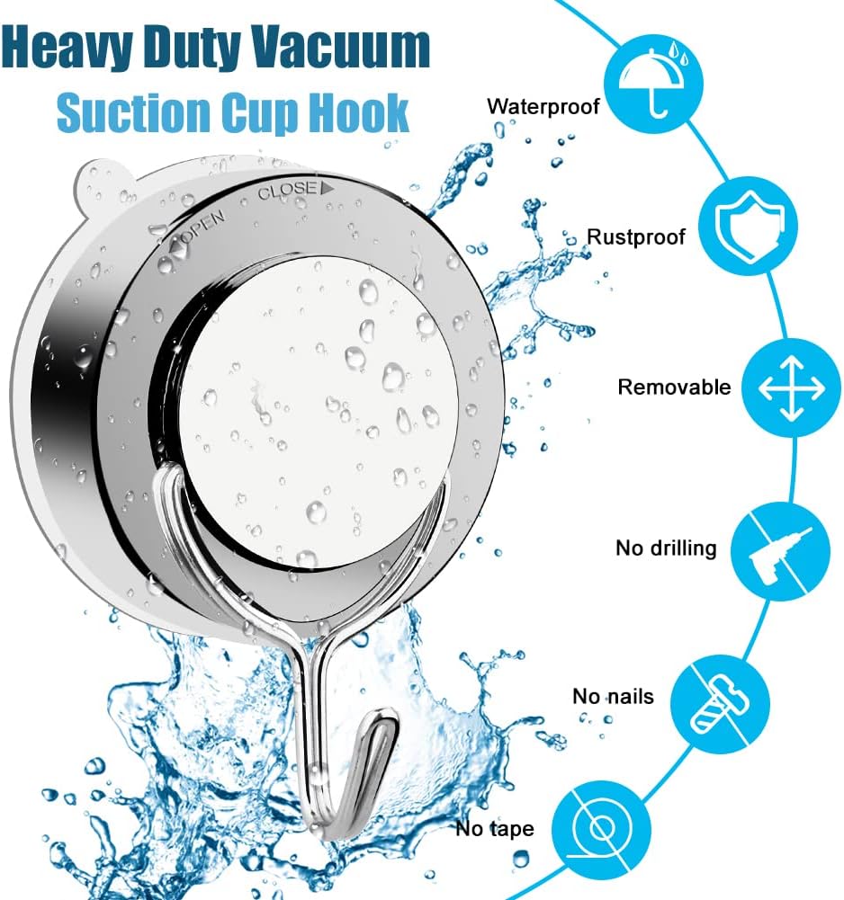 Gancio Per Asciugamani Da Bagno, Gancio Con Ventosa Extra Forte 62 Mm Riutilizzabile Per Bagno Cucina Campeggio E Auto 97309800