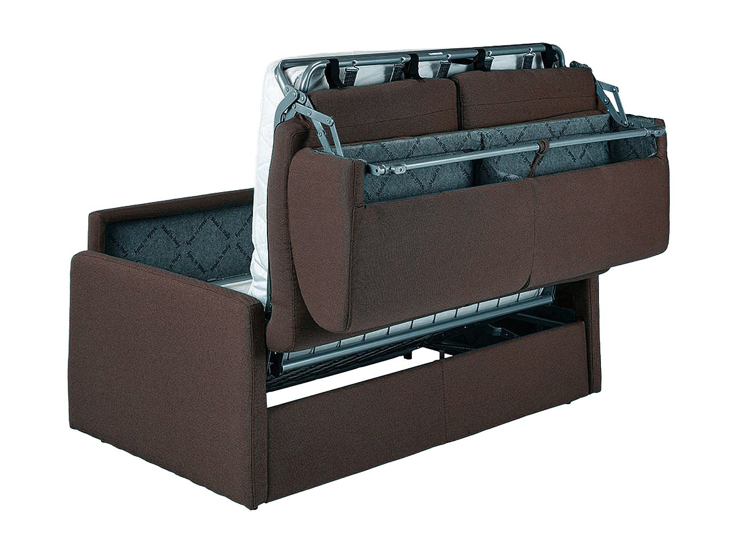 Canapé 3 places convertible express en tissu marron - Couchage à lattes larges 140 cm - Matelas 18 cm CALIFE - 5