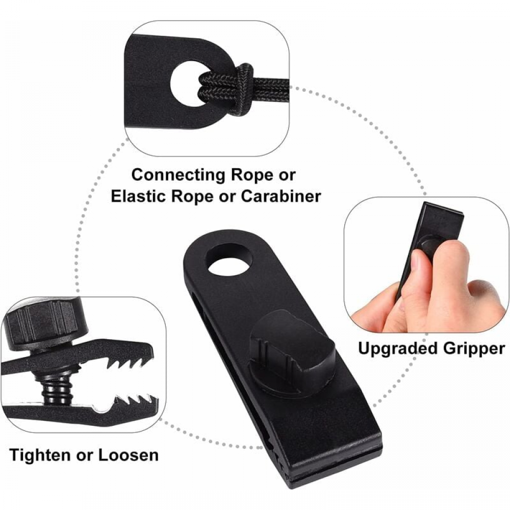 TRIWONDER Lot De 12 Pinces Crocodiles Robustes Pour Bâches D'auvent De Tente - Clip Instantané