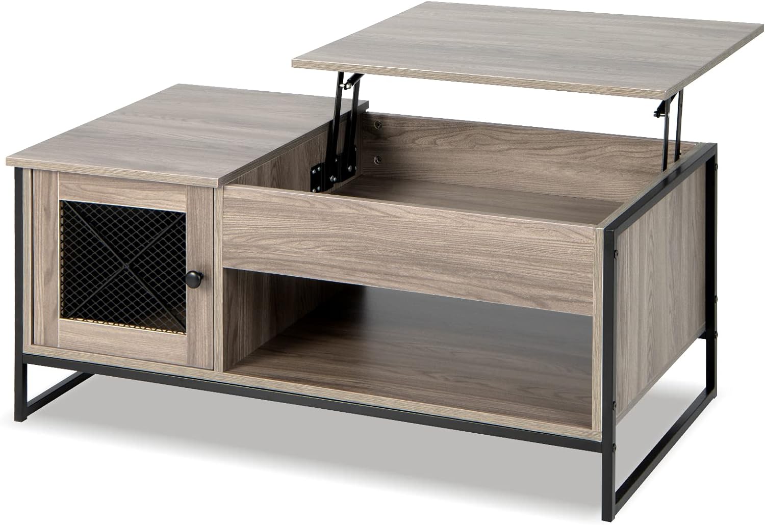 Stolik Kawowy z Podnoszonym Blatem – 104 x 55 x 58 cm – Stolik do Salonu z Ukrytą Szufladą, Maksymalne Obciążenie 60 kg – Szary