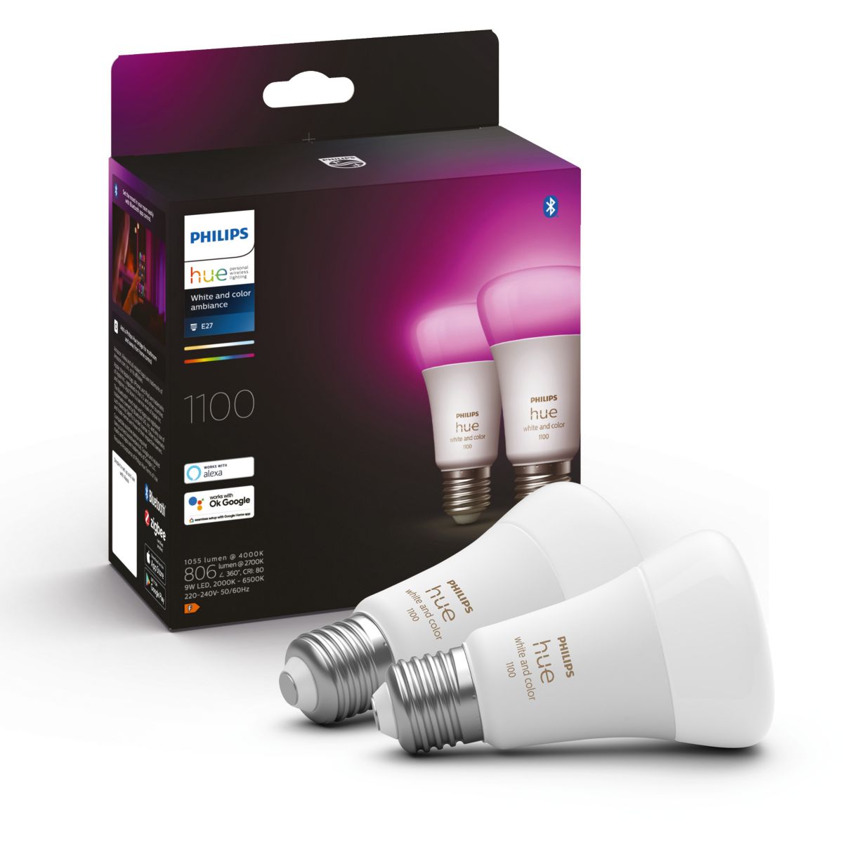 2 lampadine LED intelligenti PHILIPS HUE W&C E27 da 75W | Leroy Merlin