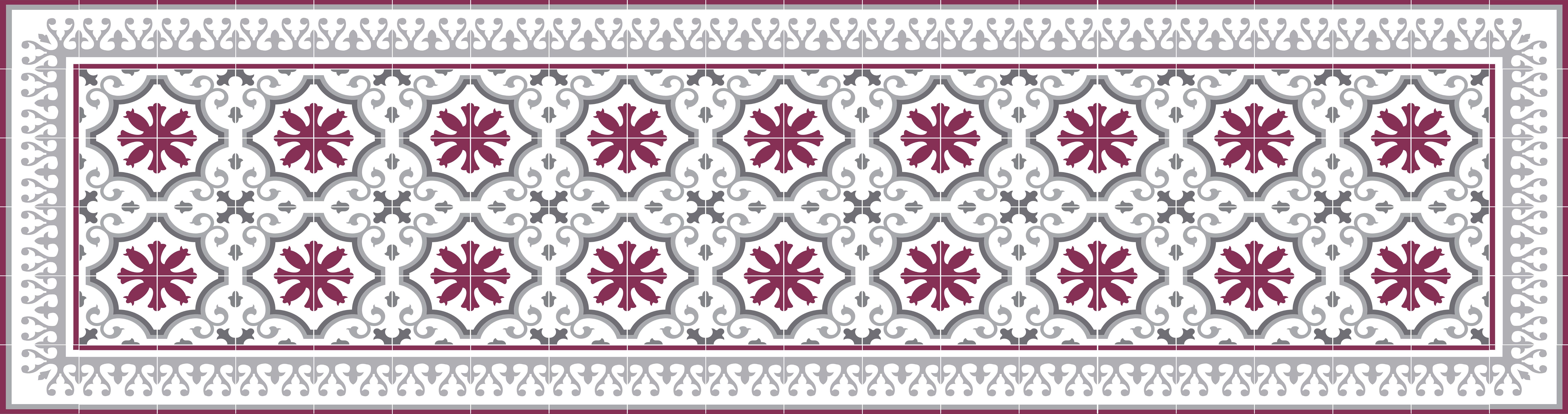 Dywan winylowy CLOÉ 66x250 cm - antypoślizgowy PVC, winylowy do kuchni lub salonu, zmywalny, styl hydrauliczny