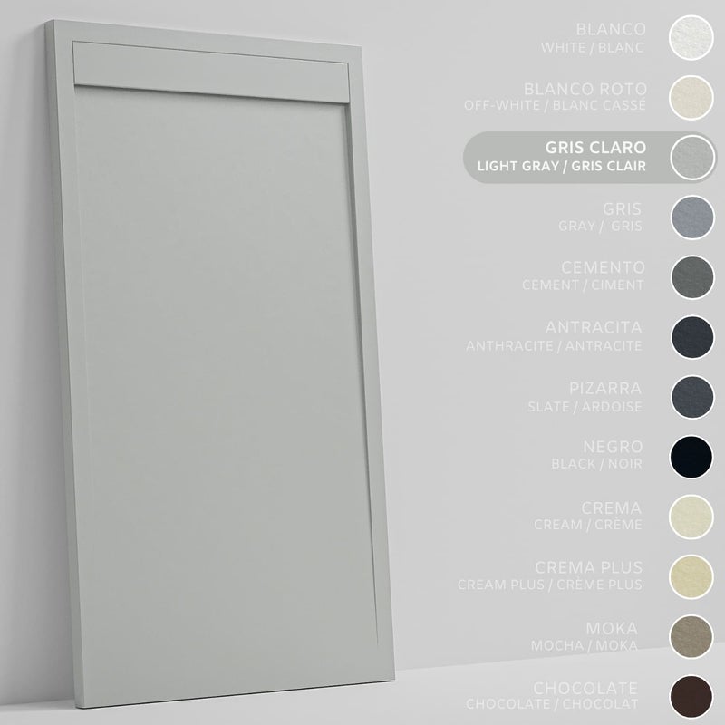 SOULHOME Brodzik prysznicowy– Żywica– Gel Coat– Gładka/Kamienna tekstura – Antypoślizgowy – jasnoszary- 190X70- Niski 3cm– Minimalistyczny