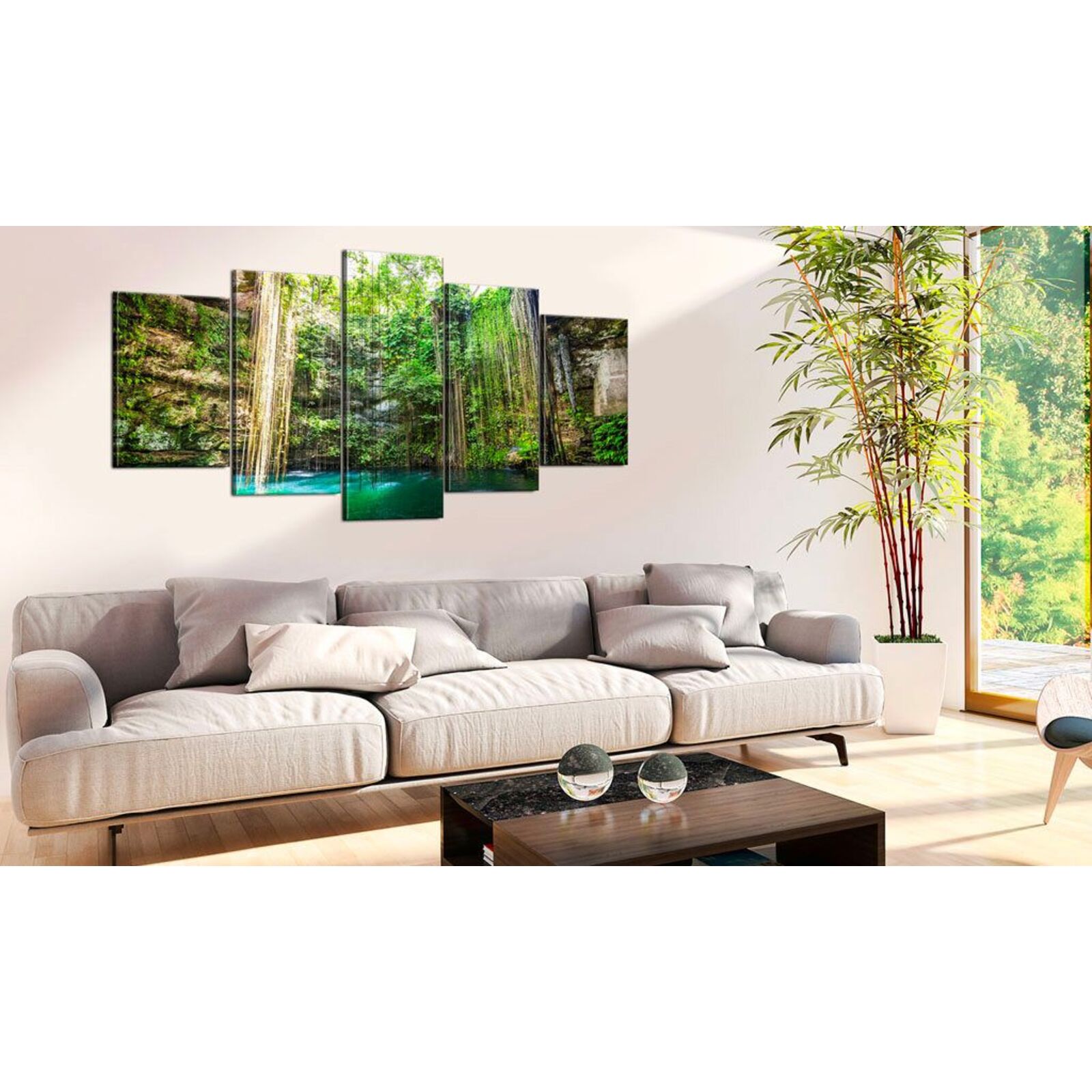 Tableau cascade parmi les arbres - 100 x 50 cm - 2