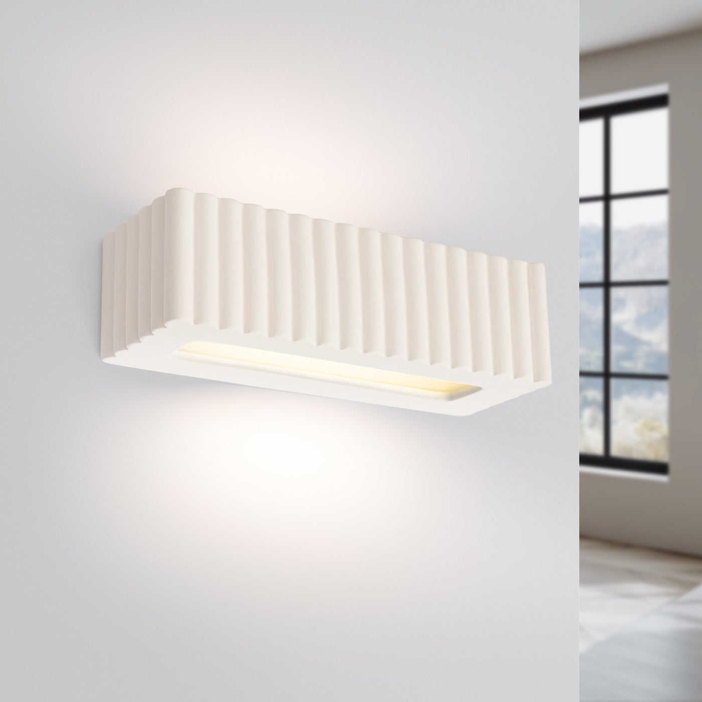 Kinkiet ścienny ryflowany RIGATA biały 1xE27x20W ceramika / gips wym:10x34x12cm IP20 Sollux Lighting - 3