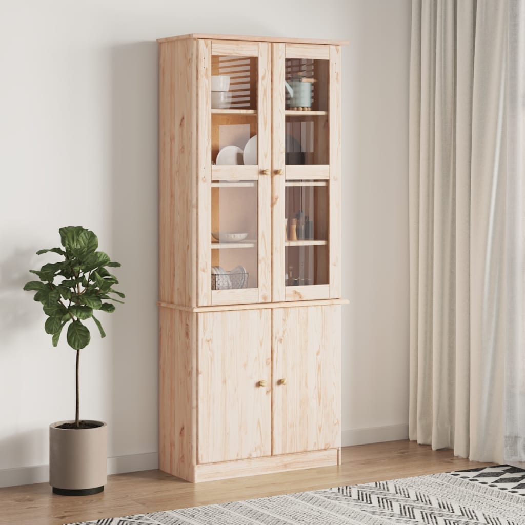Vitrine en verre ALTA 77x35x186,5 bois de pin massif - 2