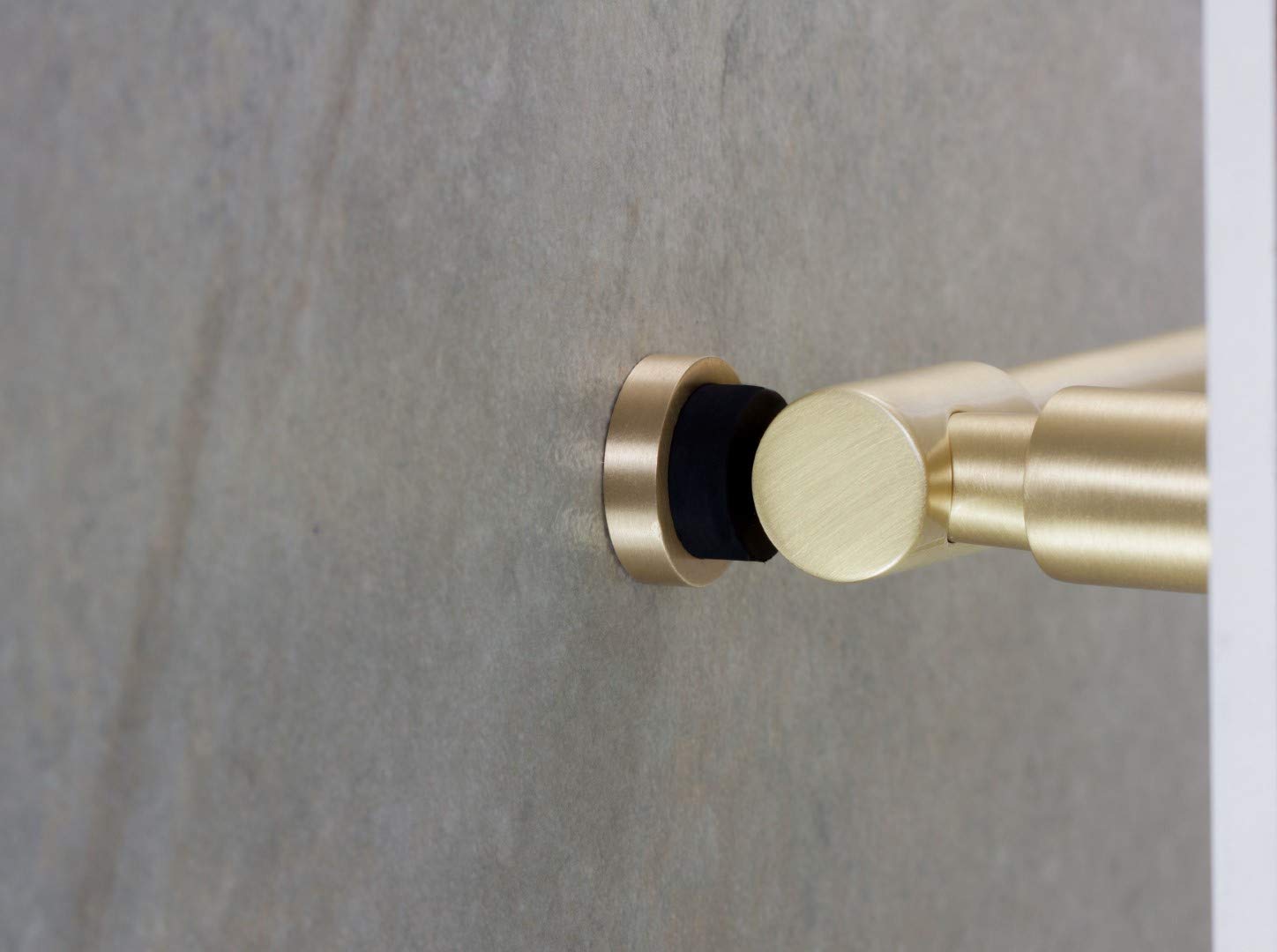 Butée de porte murale, 24 x 14 mm, laiton avec caoutchouc de protection noir, adhésif et à visser, EVI Herrajes - 4