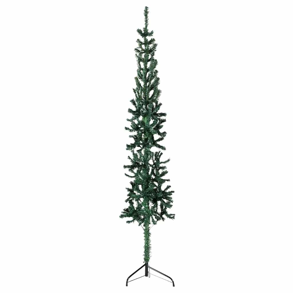 Smukła choinka połówka ze stojakiem, sztuczna, zielona, 240 cm vidaXL