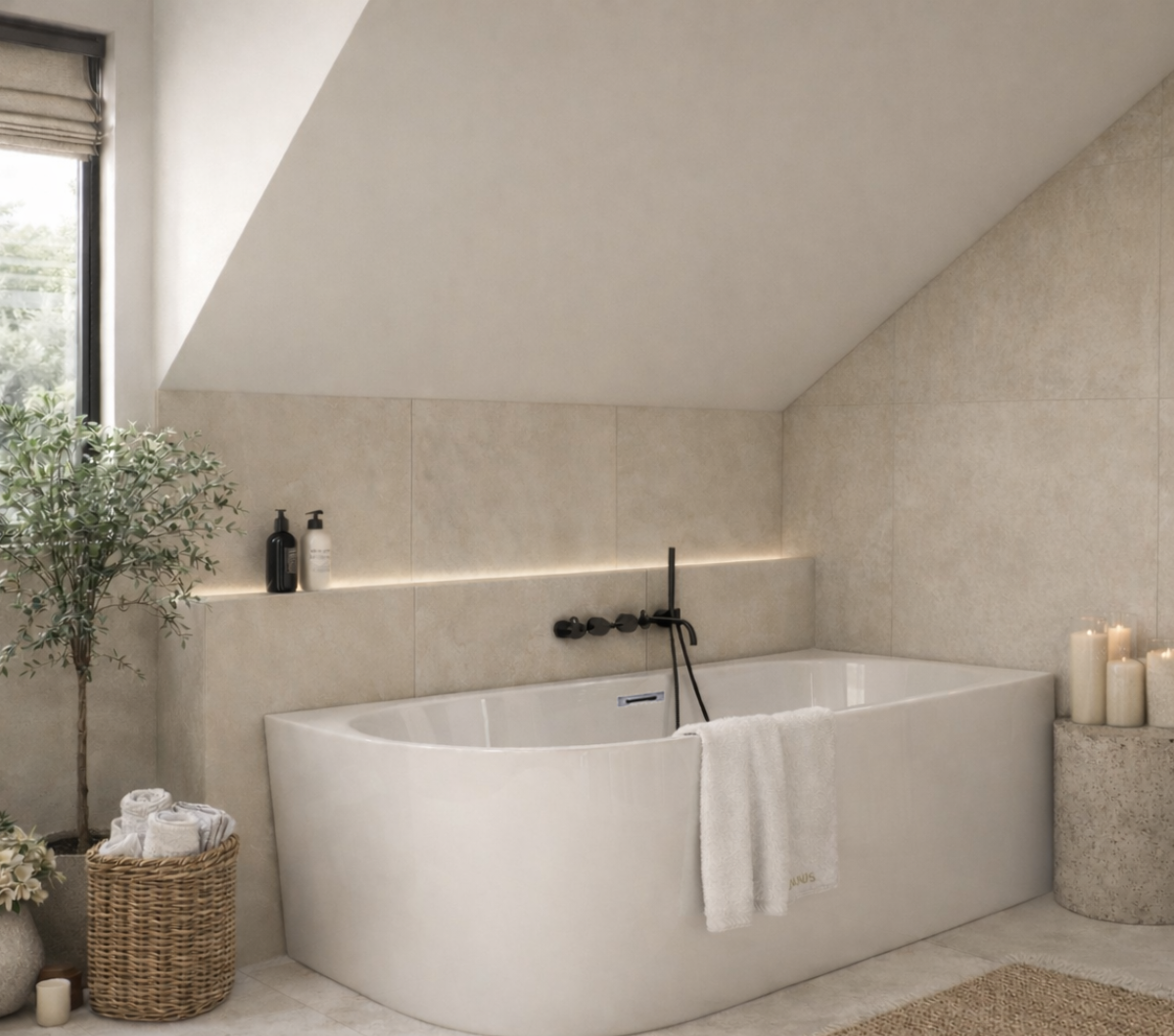 Baignoire d’angle droite avec vidage – 170 x 75 cm – Blanc brillant – LUXA - 4