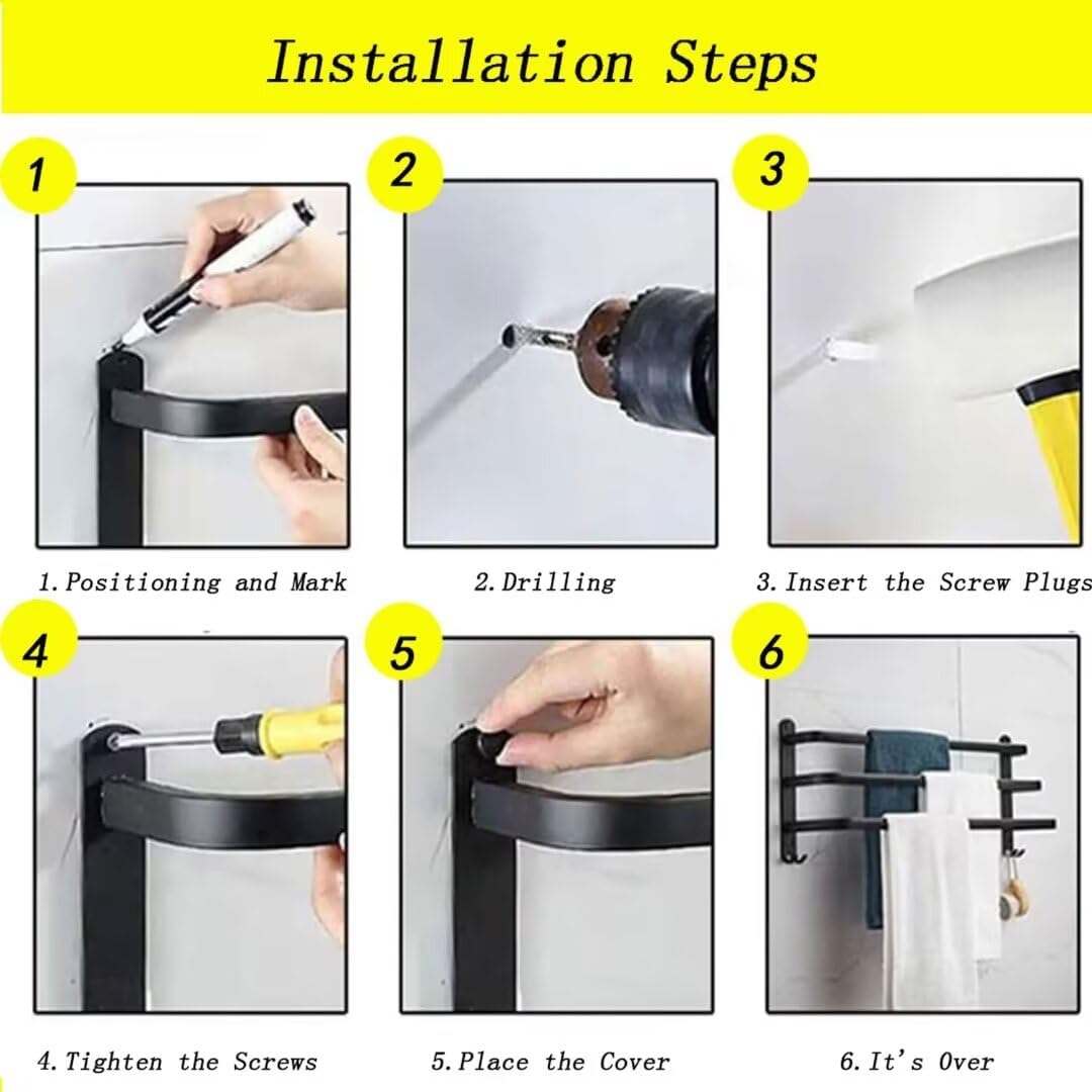 Wieszak na ręczniki łazienkowe, wieszak ścienny na ręczniki, wieszak na ręczniki z nóżkami, akcesoria łazienkowe, nie wymaga wiercenia (biały, 30 cm) - 7