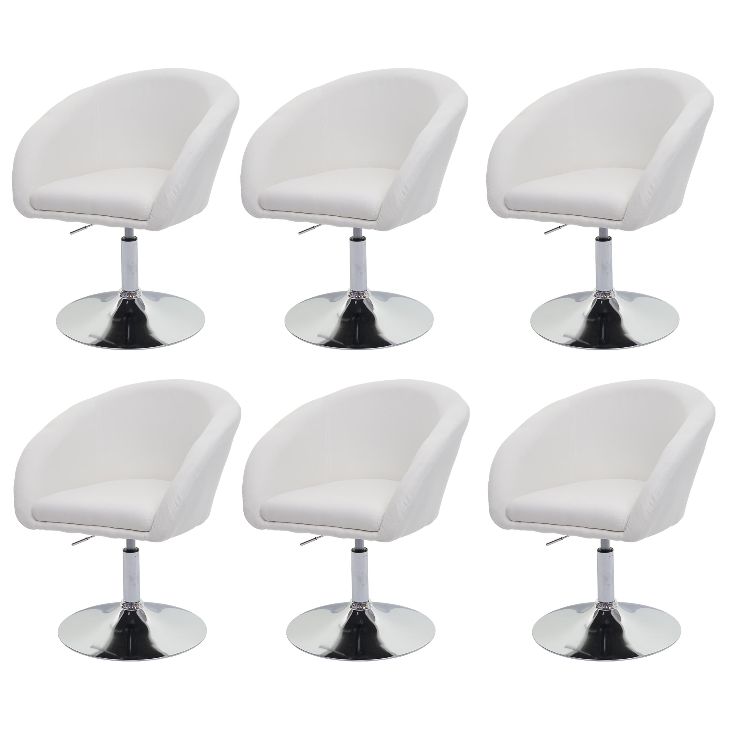 Zestaw 6 krzeseł do jadalni HWC-F19, tkanina/tekstylia kremowo-biały