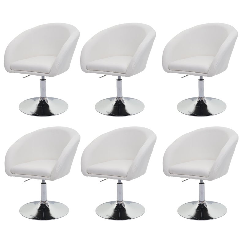 Zestaw 6 krzeseł do jadalni HWC-F19, tkanina/tekstylia kremowo-biały