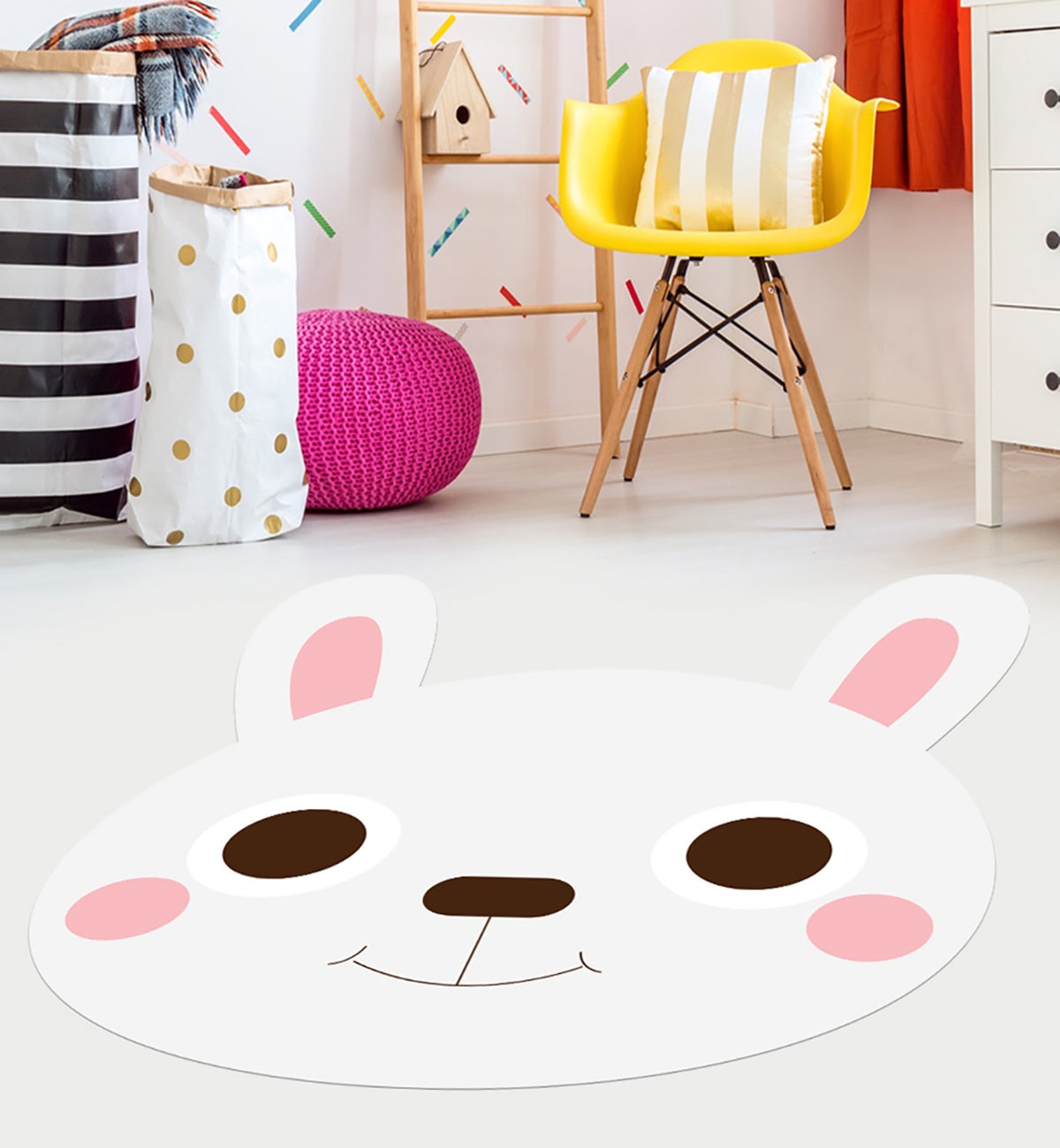Dywan winylowy dziecięcy Rabbit 140x160 cm - antypoślizgowy PVC, winylowy do pokoju dziecięcego, ognioodporny i zmywalny