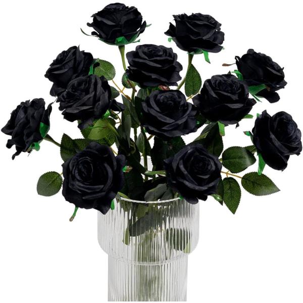 Zestaw 12 czarnych dekoracji na Halloween ros konstgjord blomma Reali