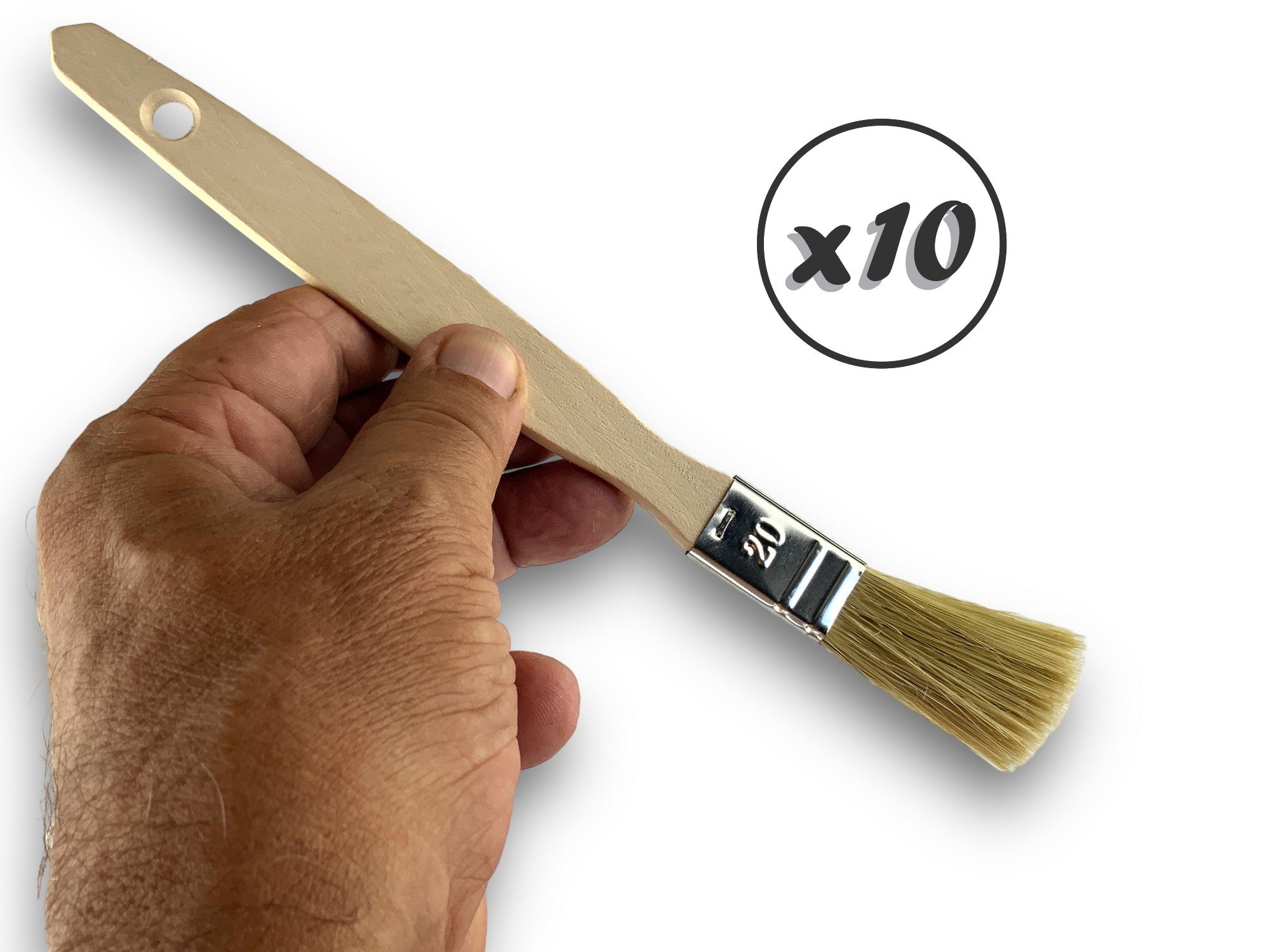 Lot de 10 pinceaux queue de morue | Soie blanche | Largeur 20 mm | Epaisseur simple tous types de travaux | - 4
