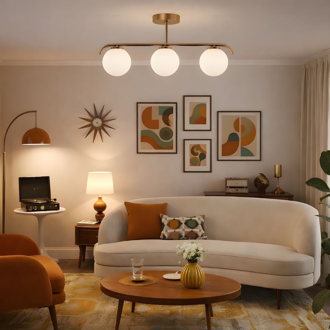 Lámpara de techo triple bolas cristal 