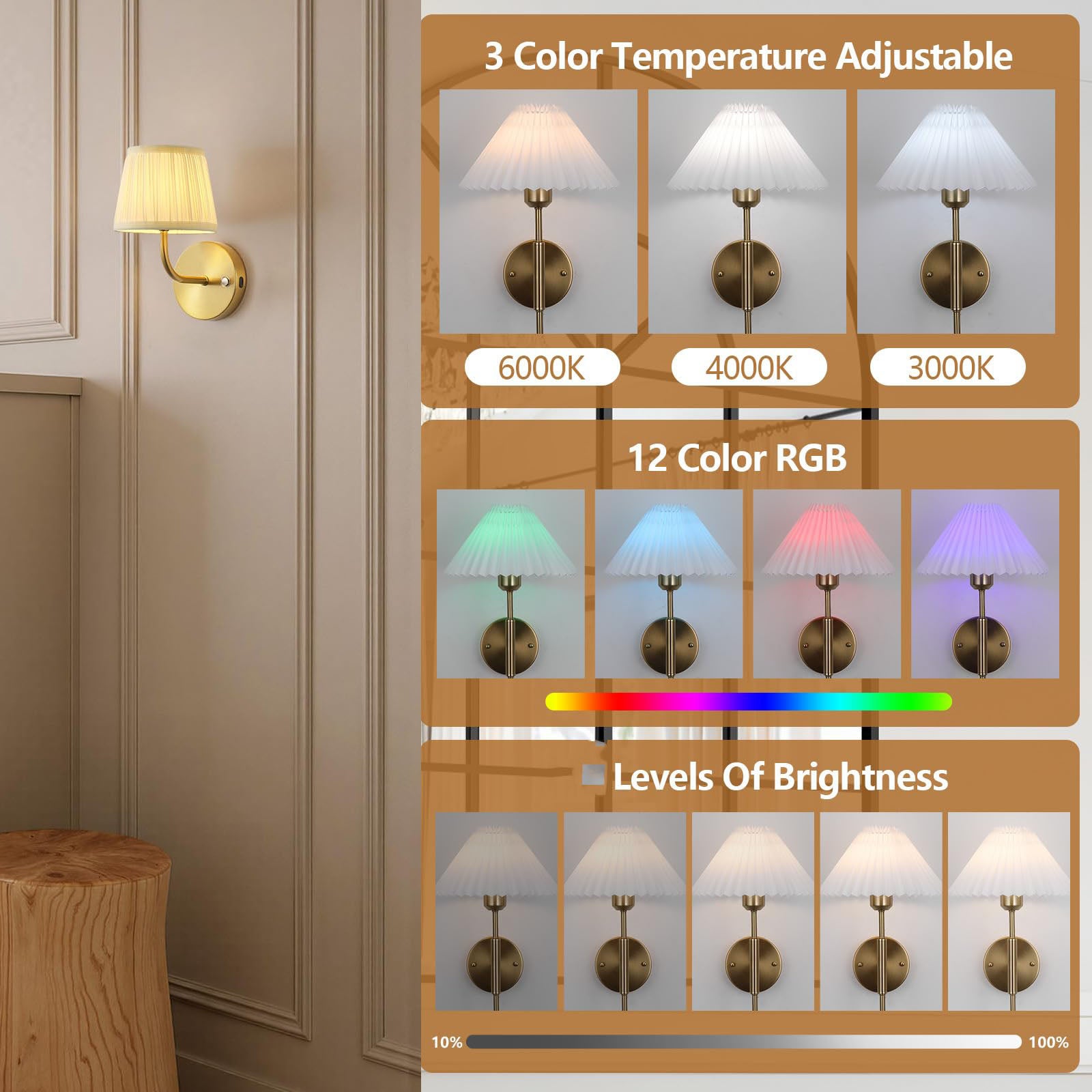 Set di 2 lampade da parete in metallo oro Narva