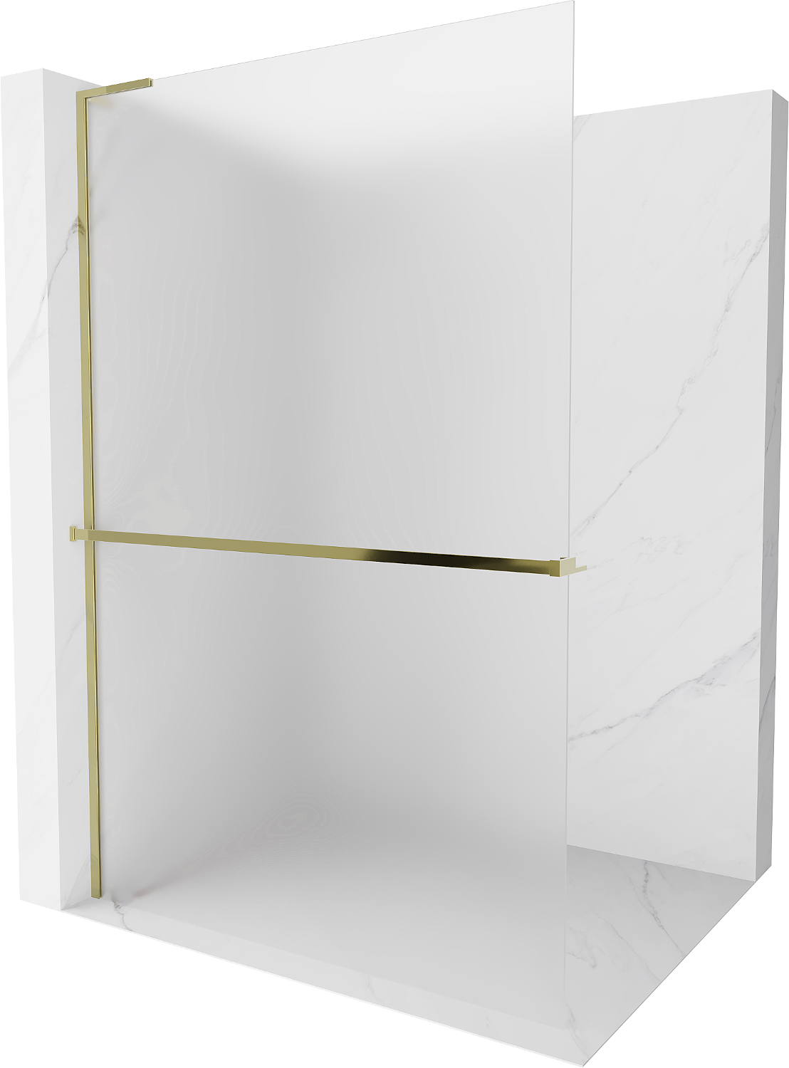 Mexen Kioto+ L ścianka prysznicowa z półką Walk-in 70 x 200 cm, szron, złota - 800-070-123-50-30