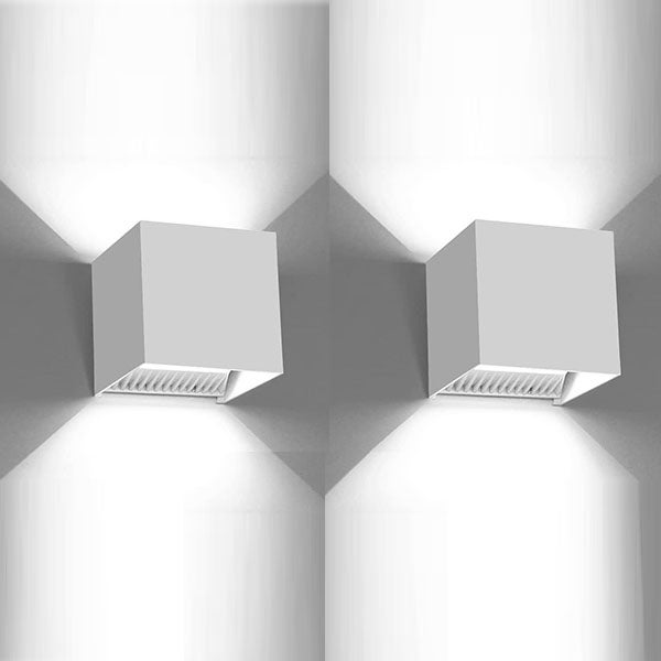 2 sztuki kwadratowej lampy ściennej LED, nowoczesna lampa ścienna wewnętrzna light-6W-światło białe-bez możliwości ściemniania