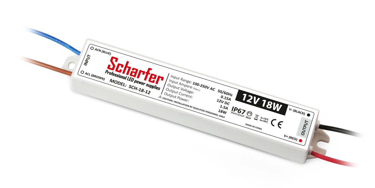 Zasilacz hermetyczny 18W 12V IP67 1.5A uniwersalny SCH-18-12 SCHARFER
