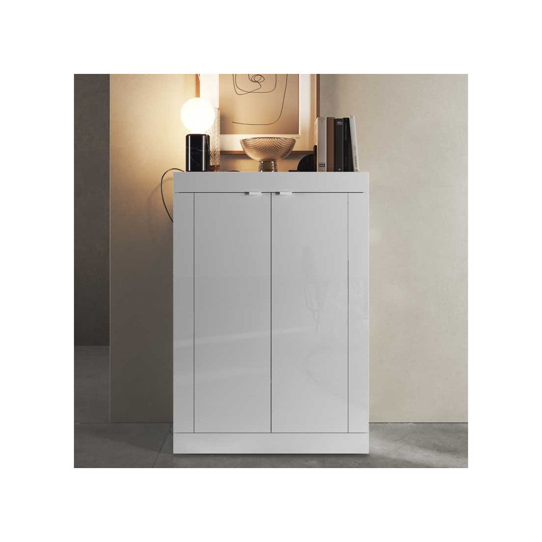 Meuble d'entrée 2 portes Blanc laqué brillant - MATERA | Leroy Merlin