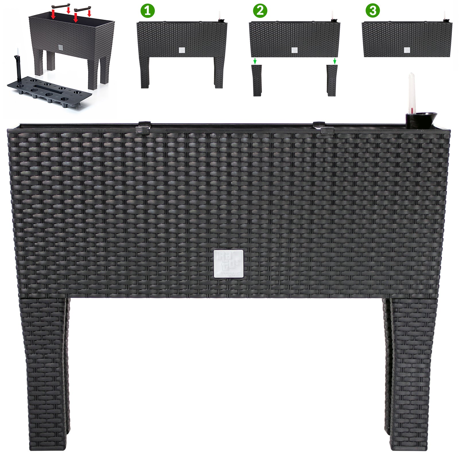 Jardinière Surélevée En Tissu Avec 8 Cases - 120x60x30 Cm, Idéale Balcon Et Terrasse