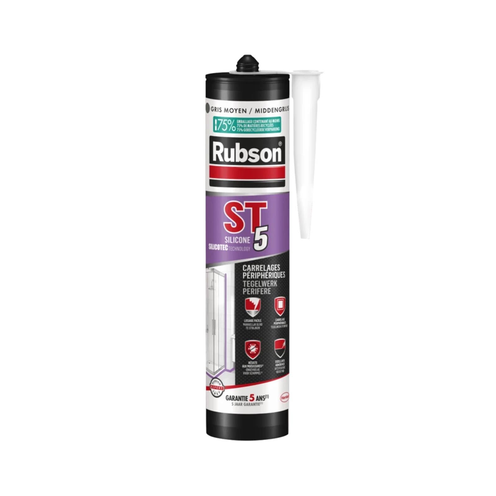 Mastic sanitaire ST5 multi-usages gris moyen 300ml RUBSON - 8