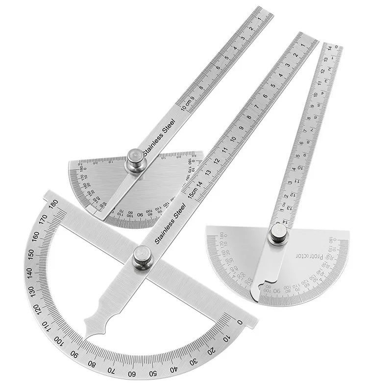 Règle d'angle de goniomètre de rapporteur d'angle en métal de 180 degrés outils de travail du bois en acier inoxydable règle de mesure rotative 10CM | Leroy Merlin