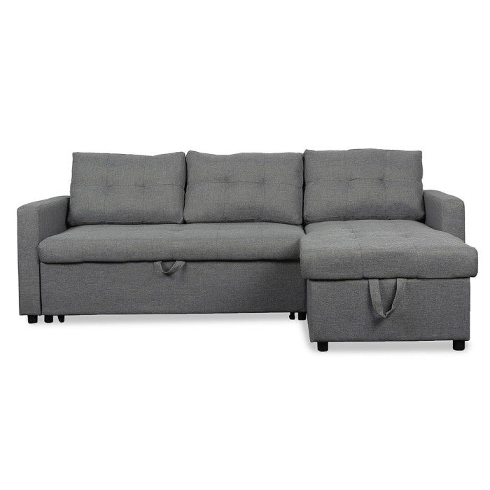Canapé d'angle convertible avec coffre en tissu beige HAVEN - Angle ga