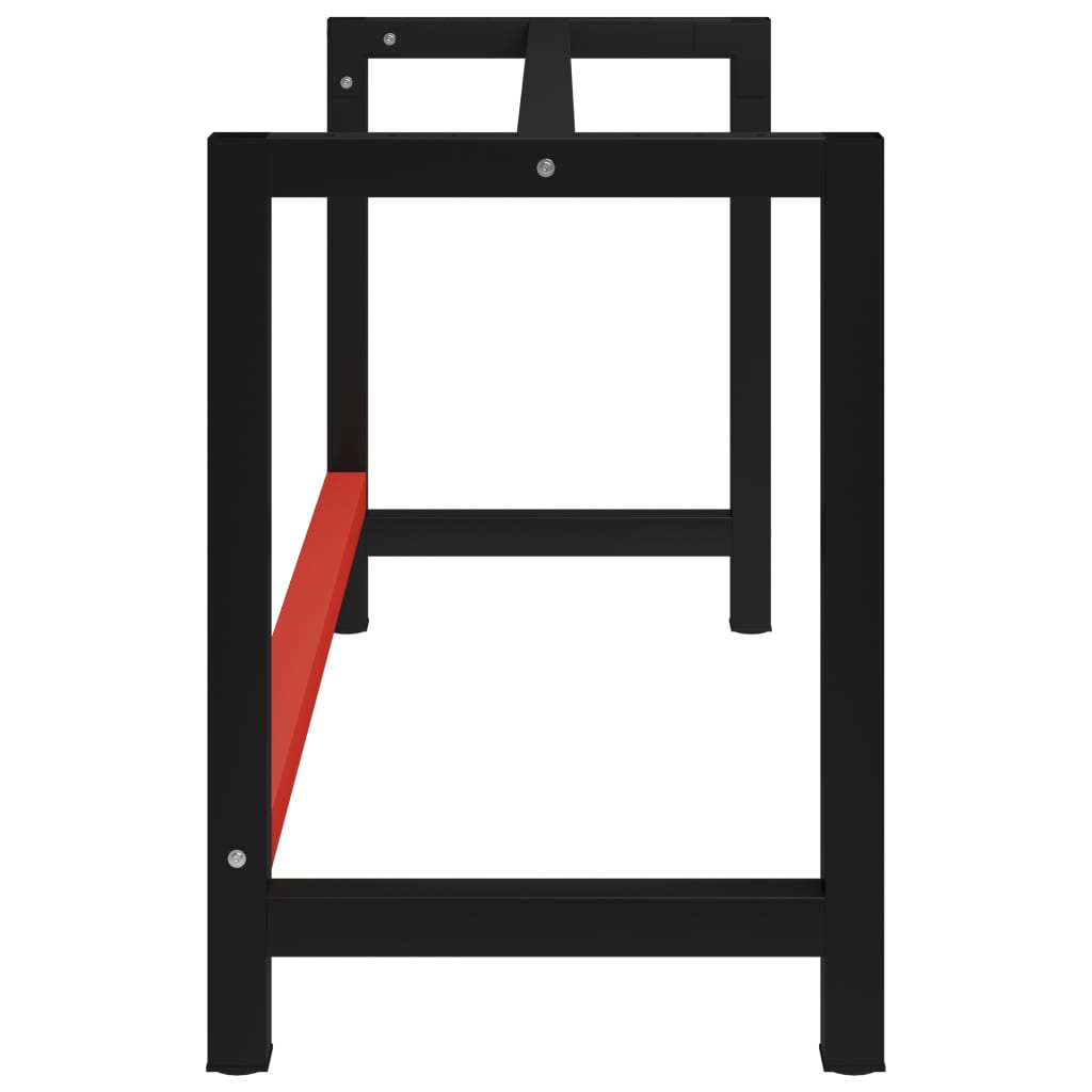 vidaXL Cadre de banc de travail Métal 150x57x79 cm Noir et rouge - 4