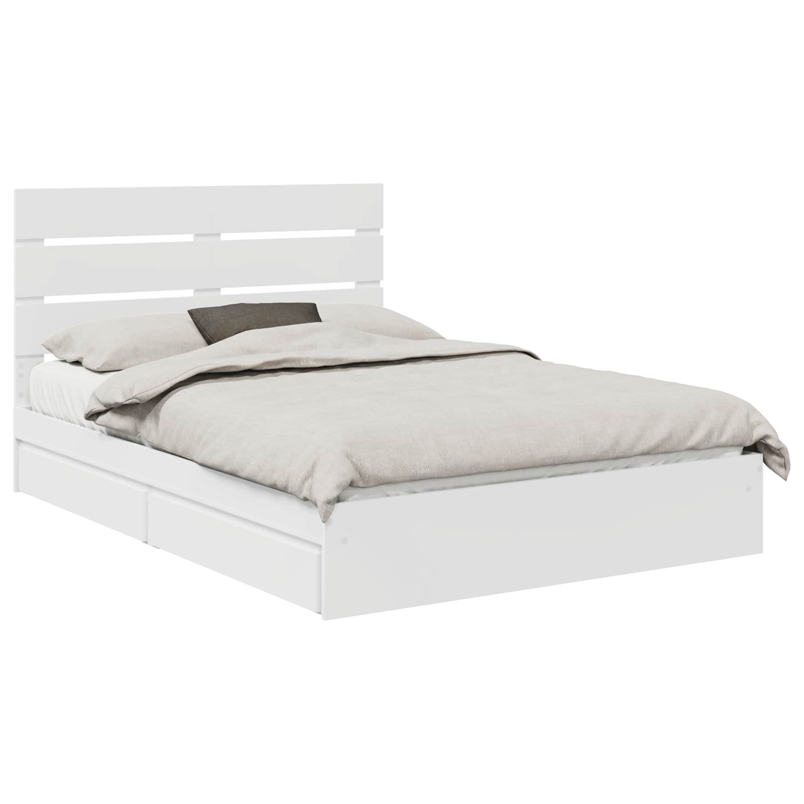 Lit de rangement blanc 140 x 190 cm en panneau de bois - 2