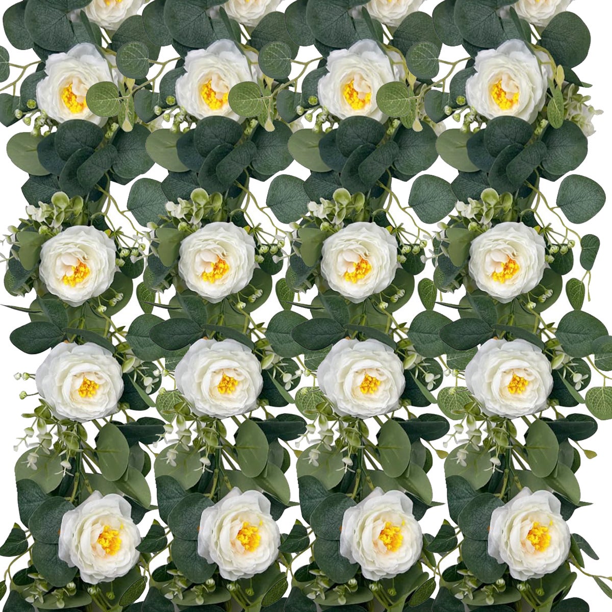 Guirlande artificielle bougainvillier en fleur - intérieur - H.110cm blanc main image 1