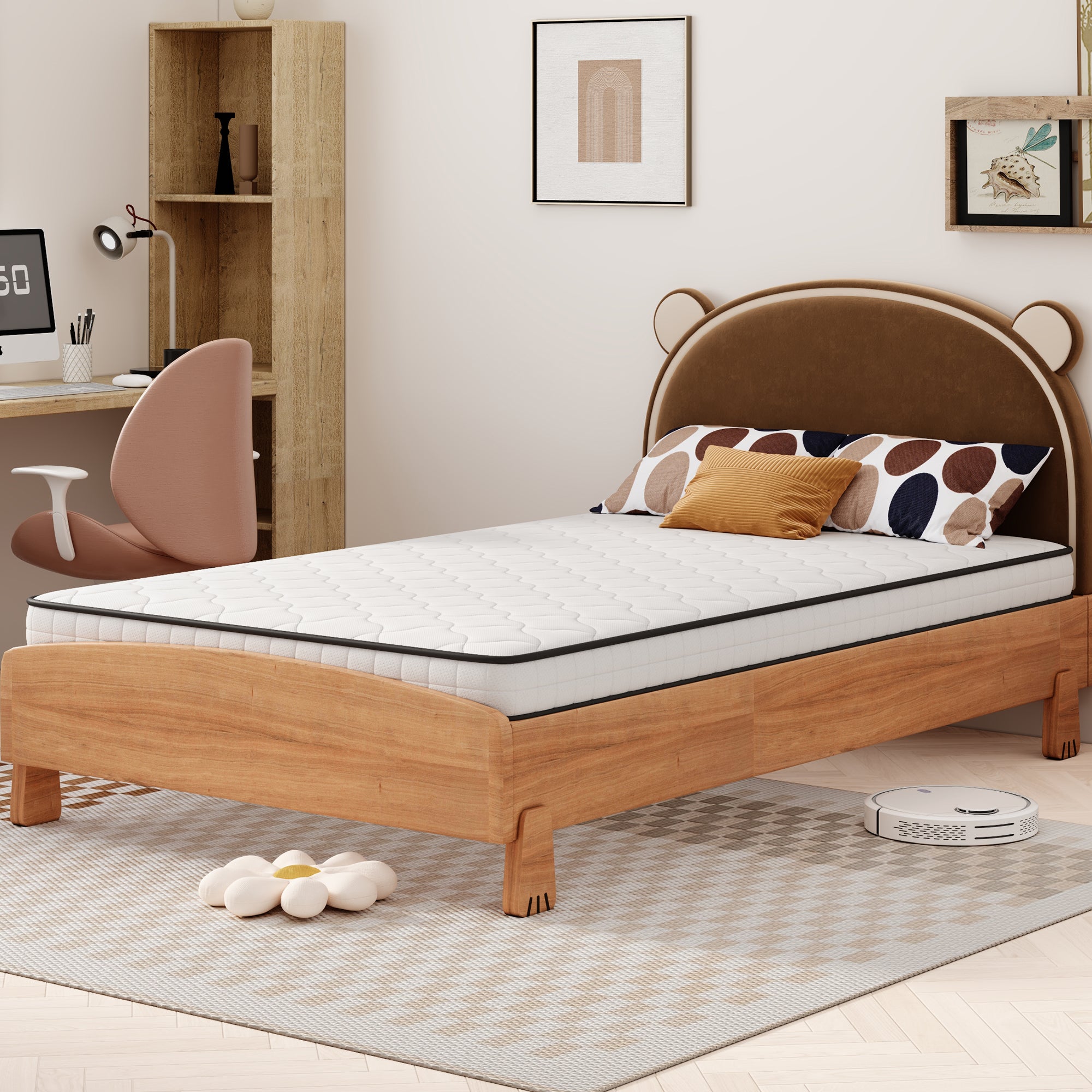 Materac kieszeniowy 90 x 200 cm - Moduły ergonomiczne i podparcie lędźwiowe, grubość 12 cm - Twardość H3 (średnio twardy) - Biały - 8