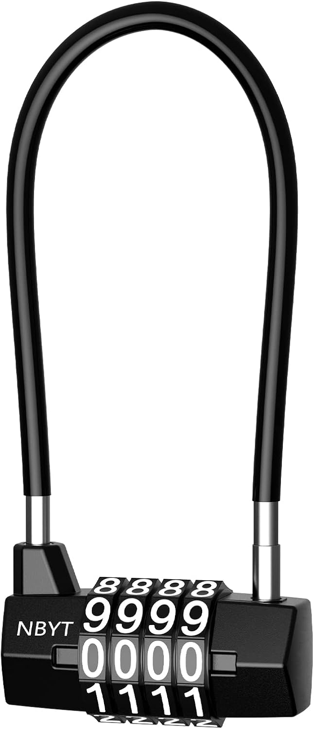 Lucchetto a cavo con chiavi, cavo in acciaio da 20 cm, altezza 8,5 cm, lucchetto resistente per armadi, armadietti, biciclette, confezione da 2