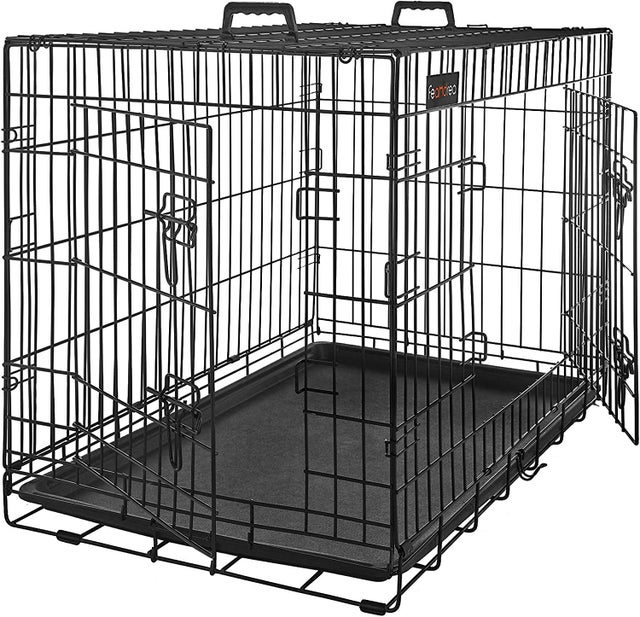FEANDREA Cage pour Chien, avec 2 Portes, 122 x 74,5 x 80,5 cm, Noir