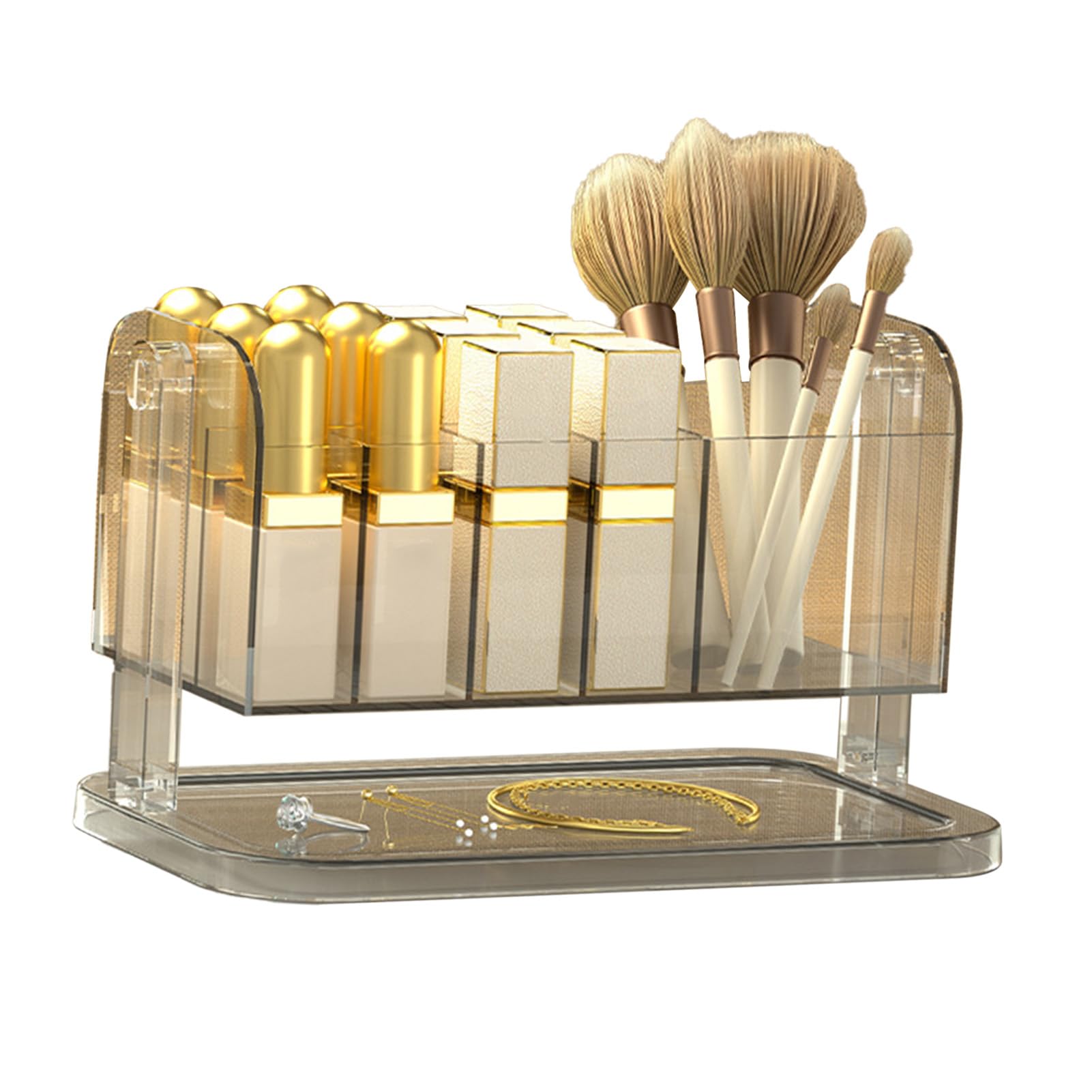 Boîte de rangement pour rouge à lèvres, support de maquillage rotatif amovible et transparent, organiseur de pinceaux, accessoires de beauté, - 7