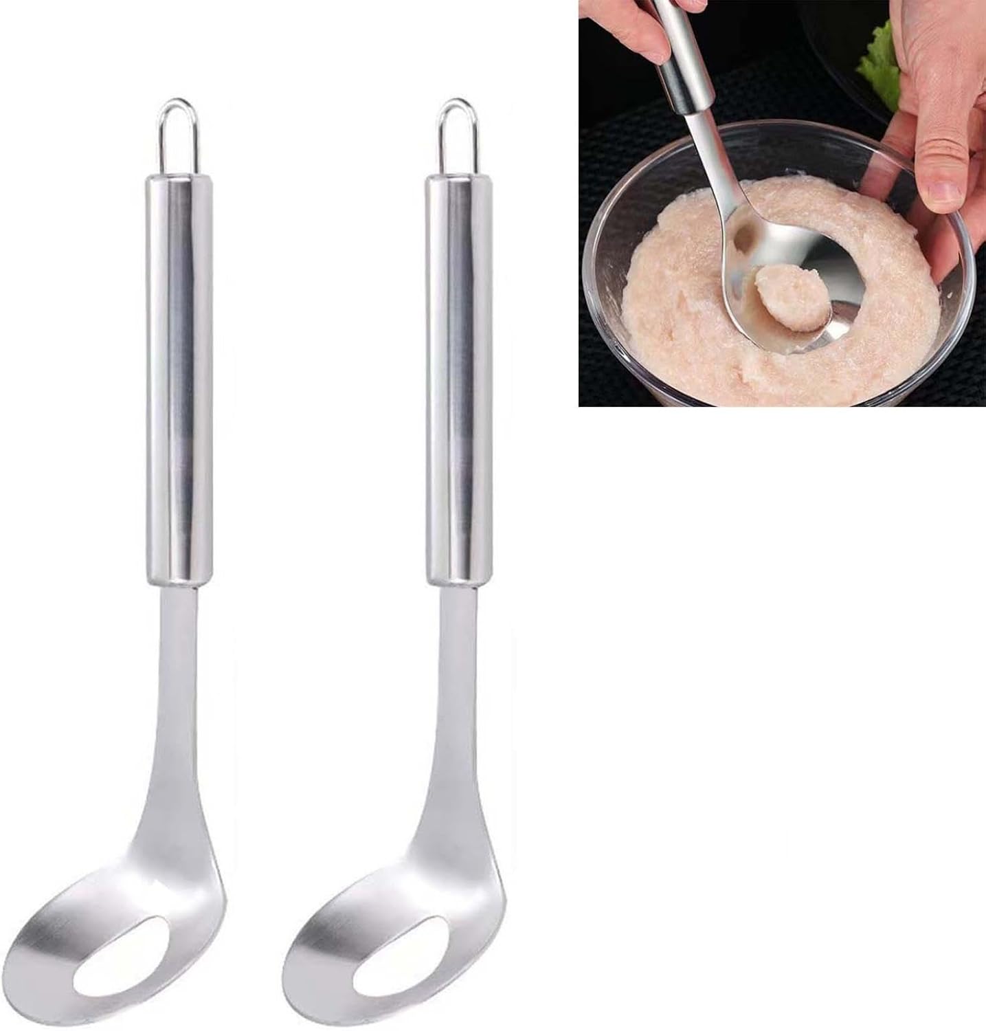 Meatball Maker Spoon,2PCS,Acier Inoxydable avec Trou Central, pour ...