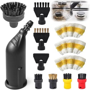 Set 16 Accessori Per Pulitore A Vapore Compatibili Karcher SC1-SC5, Con Ugello Allungato, Spazzola Rotonda, Raschietto, Guarnizioni E Panni Microfibra, Materiale ABS E Nylon
