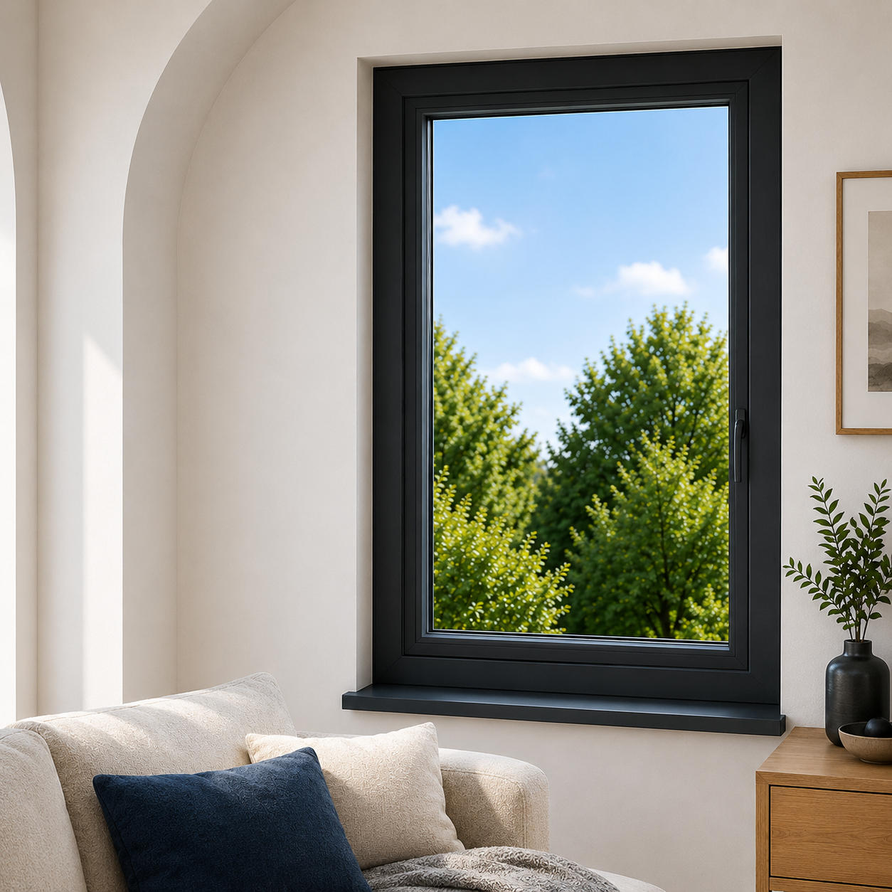 Chassis Fixe en dormant PVC gamme Confort sur mesure - 85x75 cm - Gris ...