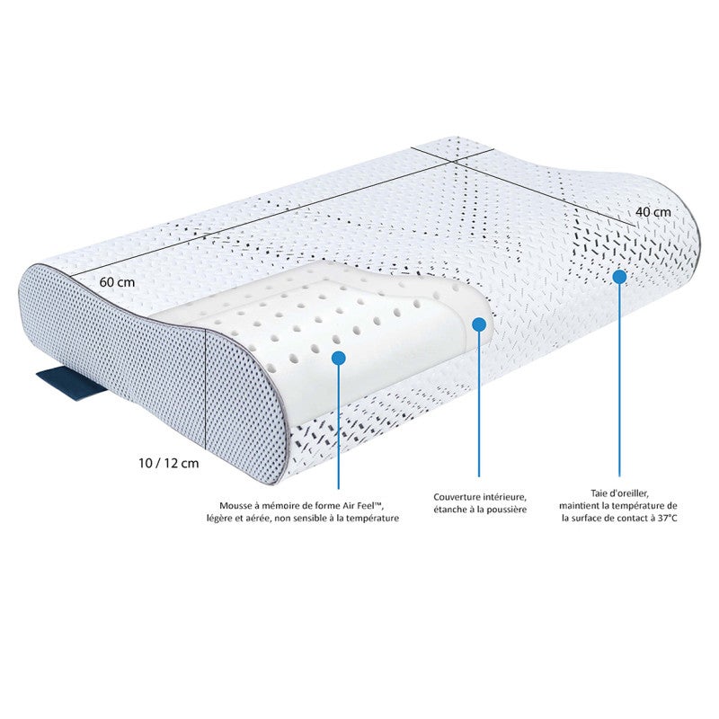 Oreiller 60 x 40 cm avec mousse à mémoire de forme Air Feel™ - LUNA 02 - 5