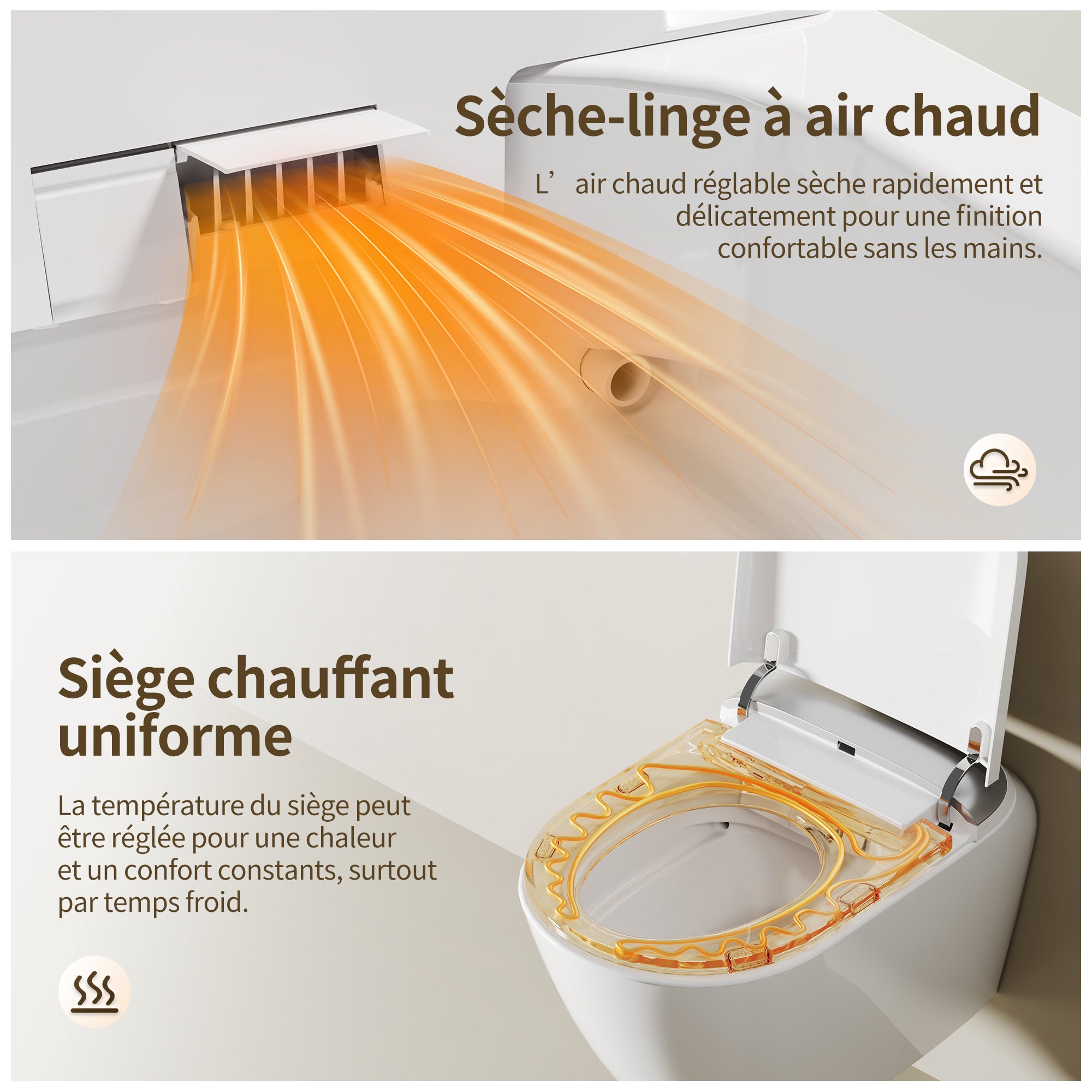 Toilette japonaise DeerValley : bidet, séche-mains, buse auto-nettoyante. WC suspendu en céramique, télécommande, hauteur confort - 6