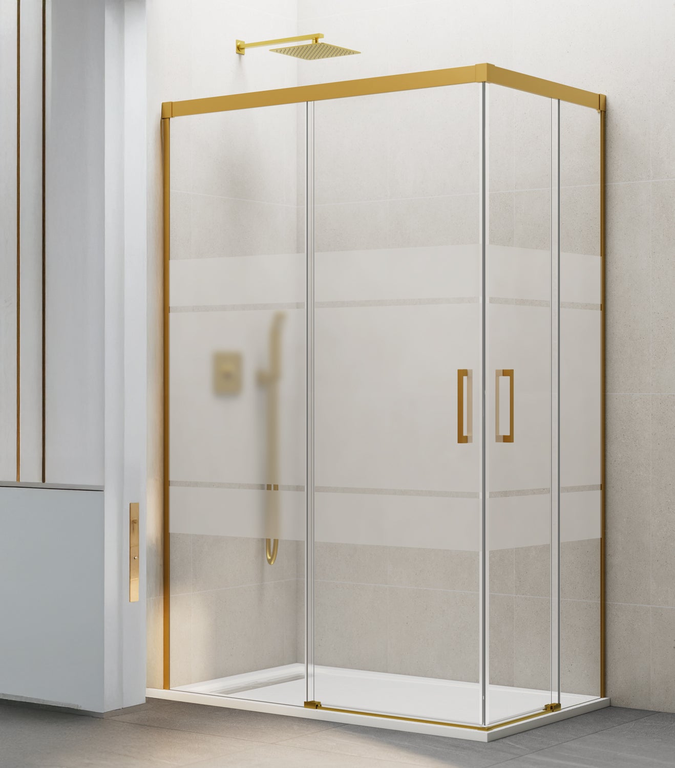 Dedeco - Panneau De Douche D'angle Imperméable Motif : Art V6, Vernis UV Mat, 2x 80x200 Cm, Remplacement Du Carrelage Pour Salle De Bain, Paroi Décorative, Revêtement Mural En Aluminium