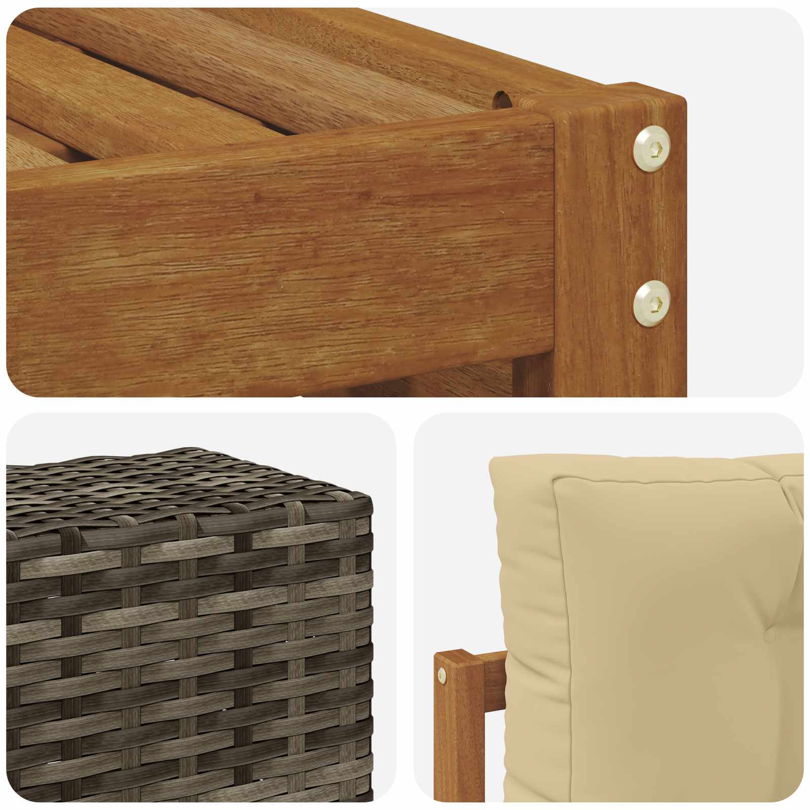 Ensemble de canapés d'extérieur, 8 pièces, naturel et beige, pour la terrasse - 7