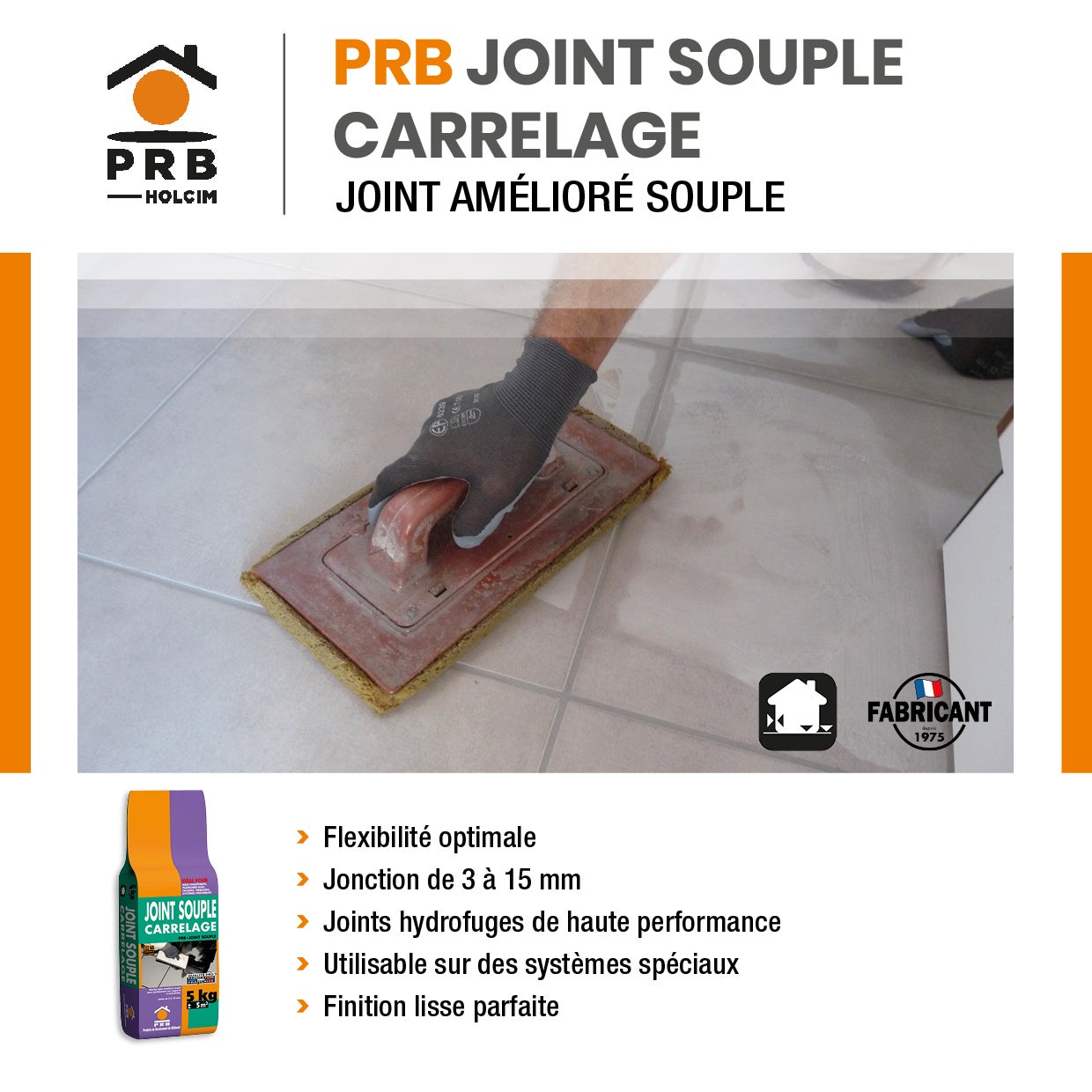 Joint Amélioré Souple Carrelage A74 Beige Tibet 5kg - Joint Haute Performance pour Murs et Sols Intérieur / Extérieur - Finition Durable, Hydrofuge et - 3