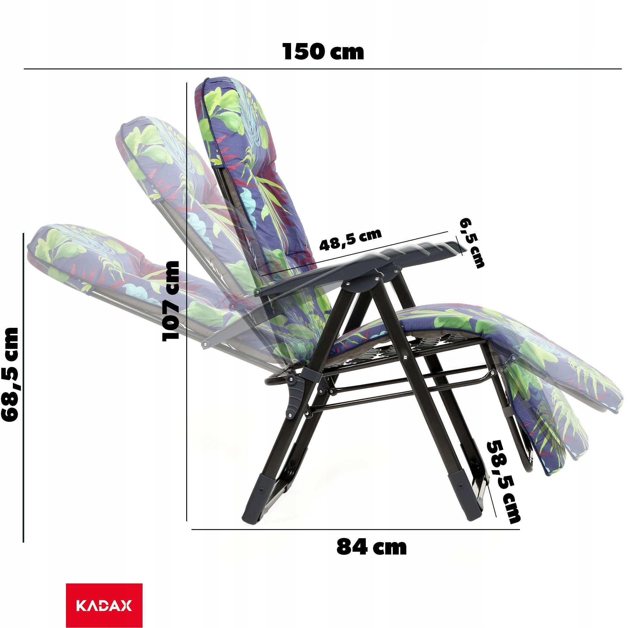 LEŻAK FOTEL OGRODOWY SKŁADANY PLAŻOWY LEŻANKA PODUSZKA PODNÓŻEK WYGODNY - 2