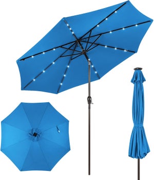 Outsunny Ombrellone Da Giardino A Braccio Parasole In Metallo, Tettuccio In Poliestere Regolabile E Apertura A Manovella 265x265cm Marrone Chiaro 84296021