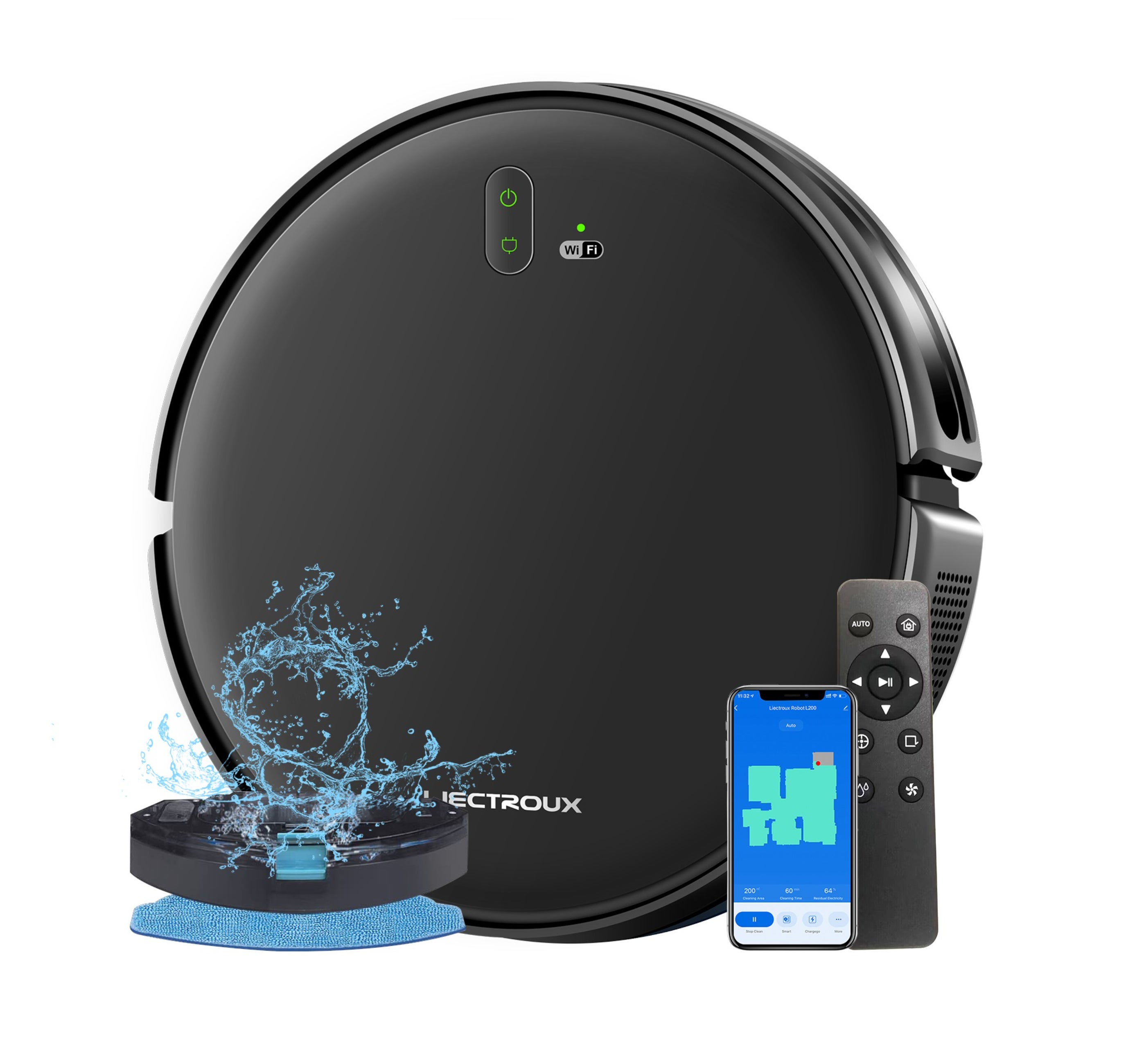 Robot Aspirateur Laveur Intelligent - Nettoyage Sec/humide, Réservoir D'eau, Autonomie 120 Min - Neuf