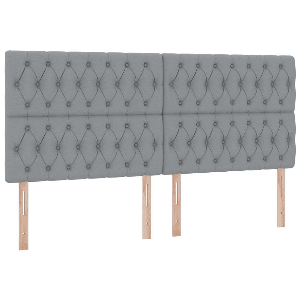 Lit avec rangement et matelas, en tissu gris clair, pour la chambre, 200 × 200 cm - 9