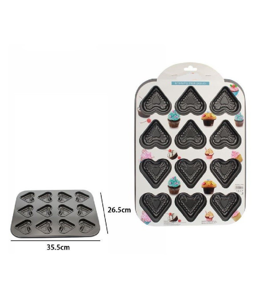 Stampo In Silicone A Forma Di Cuore 12 Cavità – Antiaderente Per Cupcake, Cioccolato, Resina E Sapone